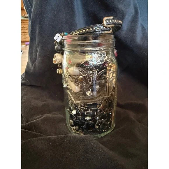 Dark Academia Mystery Jewelry Jar Black and Red Tones Whimsigoth - Picture 4 of 9